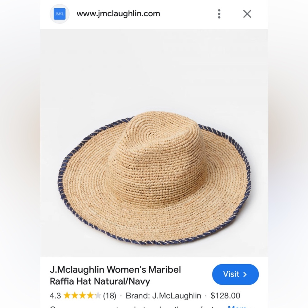 J. MCLAUGHLIN STRAW WIDE BRIM SUN/SUMMER HAT - Picture 11 of 13